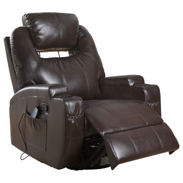 ACME Waterlily Rocker Recliner with Swivel (Motion), Brown PU