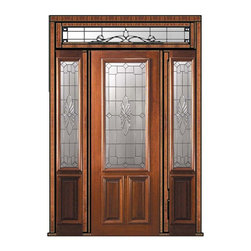 Pre-hung Sidelites-Transom Door 96 Mahogany Versailles 2/3 Lite - Front Doors