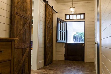 Dutch front door - country brick floor dutch front door idea in Birmingham