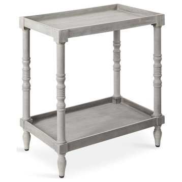 Bellport Wood Side Table with Shelf, Gray, 22x14x26