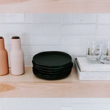 Counter-to-Ceiling White Brick Backsplash