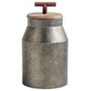Oliphant I Small Gray Metal Decorative Milk Container, 7.9"x14"