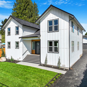 Front Elevation with Cedar Porch and Rear Garage – Snohomish Farmhouse Townhome