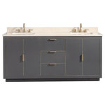 Avanity - Avanity Austen 72" Vanity, Twilight Gray/Gold With Crema Marfil Top - The Austen 73 in. vanity combo is simple yet stunning. The Austen Collection features a minimalist design that pops with color thanks to the refined Twilight Gray finish with matte gold trim and hardware. The vanity combo features a solid wood birch frame, plywood drawer boxes, dovetail joints, a toe kick for convenience, soft-close glides and hinges, crema marfil marble top and dual rectangular undermount sinks. Complete the look with matching mirror, mirror cabinet, and linen tower. A perfect choice for the modern bathroom, Austen feels at home in multiple design settings.