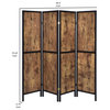 Benzara BM242727 4 Panel Screen With Grain Details and Knots, Brown and Black