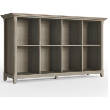 Simpli Home Amherst Transitional Solid Wood 8 Cube Bookcase in Distressed Gray