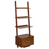 American Heritage Ladder Bookcase with File Drawer in Warm Cherry Wood Finish
