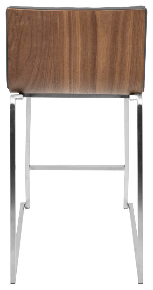 LumiSource Mara 26" Counter Stool, Walnut And Gray, Set Of 2