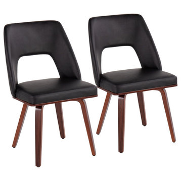 Triad Upholstered Chair, Set of 2, Walnut Bamboo, Black PU