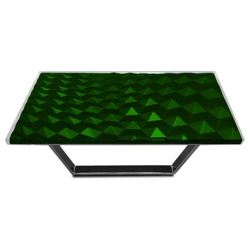 Modern Triangles Coffee Table, Epoxy Resin & Wood, Green