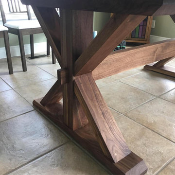 Walnut Herringbone - Trestle Dining Table