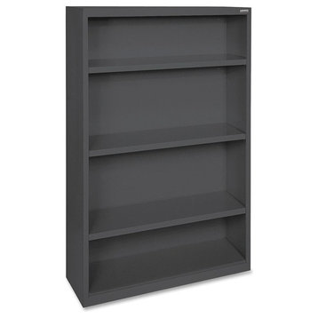 Lorell Fortress Series Bookcases, 13"X12.6"X60", Steel, 4-Shelf, Black