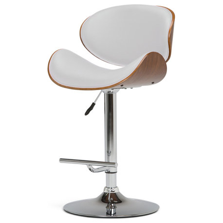 Marana Bentwood Adjustable Swivel Bar Stool, White