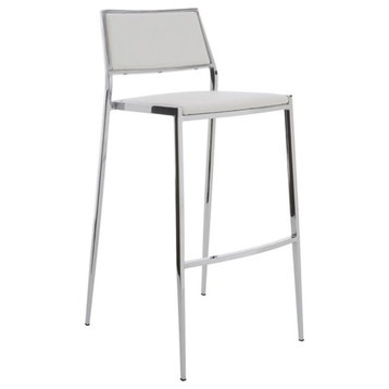 Nuevo Aaron 29.5" Faux Leather Stackable Bar Stool in White