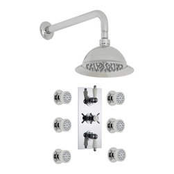 Hudson Reed - Beaumont Thermostatic Shower System with 8 Rose & 6 Jet Sprays - Showerheads And Body Sprays