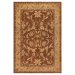 Bareens Designer Rugs - Boho Chic Ziegler Yuk Brown Gold Hand-Knotted Wool Rug - 8'3'' x 10'0'' - Enhance the ambiance of your home with this magnificent Persian-influenced Turkish hand-knotted rug made by skilled artisans capable of creating the most exceptional vegetable dyes and hand-spun wool. This exquisite handmade rug is a one-of-a-kind Peshawar Kafkaz, otherwise identified as Chobi, Chobi Peshawar, Oushak, or Ziegler rug. These handmade rugs are crafted in Pakistan utilizing superior-quality wool imported from Australia, New Zealand, and Korea in two types of weaves: the Persian weave and the Mori weave. This rug is meticulously crafted by hand using the finest natural vegetable dyes extracted from local plants. The artisans use a blend of hand-spun local and fine merino wool, resulting in a rug with a compelling texture, higher lanolin content, and longer staple. The artisans occasionally incorporate natural or artificial silk into the pile to enhance specific motifs. The finished product is an awe-inspiring execution of flawless design and an understated palette that exudes elegance.
