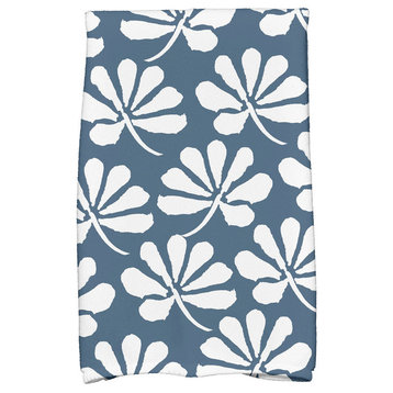 18x30", Ingrid Floral Print Hand Towels, Blue