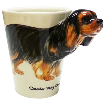 Cavalier King Charles Spaniel 3D Ceramic Mug, Black and Tan