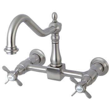 Kingston Brass Essex 8-Inch Centerset Wall Mount Kitchen Faucet, Brushed Nickel
