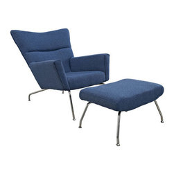 Futuristic Lounge Chair & Ottoman Set-Blue - Products