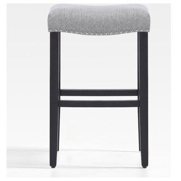 WestinTrends 29" Upholstered Backless Saddle Seat Bar Height Stool, Bar Stool, Gray