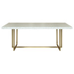 Dwellist - Karie Dining Table, Brushed Gold Finish and Ash Veneer Top - The Dwellist Karie contemporary dining table is a terrific piece to have in the modern household. This stylish table features a brushed gold finish metal frame that assures quality without compromising on the Karie's beautiful appearance. The Karie's novel cross leg design and durableash veneer topmakes it not only a practical choice, but a fashionable one as well. Ideal for the dining room, but versatile enough to fit in just about any room of the house, the Karie is the perfect purchase. The Karie dining table is available in beige.