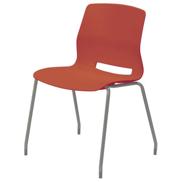 Olio Designs Lola Plastic Armless Stackable Chair in Peri Red