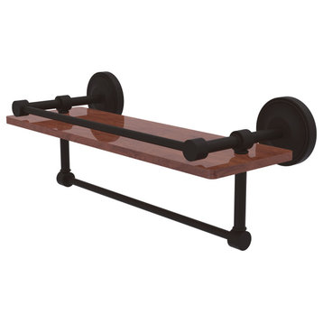 Prestige Regal 16" Wood Shelf with Gallery Rail and Towel Bar, Oil Rubbed Bronze