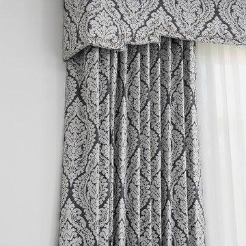 Circular Bay Custom Cornice & Drapery