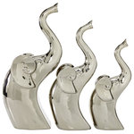 The Novogratz - Contemporary Silver Porcelain Ceramic Sculpture Set 92905 - Adorn your surface space by incorporating sculpture into your decor to add depth and texture in your home. An artistic display to showcase your personality and enhance the look of any open table top space. Display these in your hobby room or in your contemporary style living room. Designed with felt or rubber stoppers at the base that prevent scratching furniture and table tops, as well as sliding around. This item ships in 1 carton. Please note that this item is for decorative use only. Porcelain sculpture makes a great gift for any occasion. Suitable for indoor use only. This item ships fully assembled in one piece. This silver colored porcelain statue comes as a set of 3. Contemporary style.