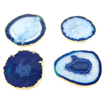 Blue Agate Coasters (Set of 4), Gold