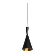 Modern Black and Gold Drum Style Pendant Tall