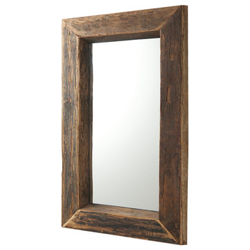 Gerome Brown Solid Wood Frame Rectangular Wall Mirror, 48" x 28"