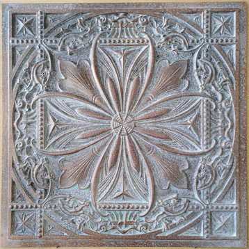 Milan Faux Tin Ceiling Tile - 24 in x 24 in, Pack of 10, #DCT 10, Weathered Copper