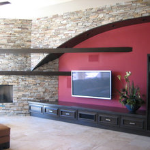 fireplace under hearth cabinets