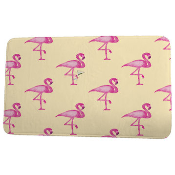 Palm Beach Flamingo Fanfare Martini Animal Print Bath Mat, Yellow, 21"x34"