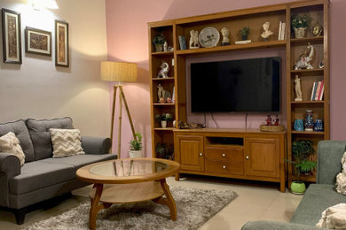 Living Room with Wooden TV Unit