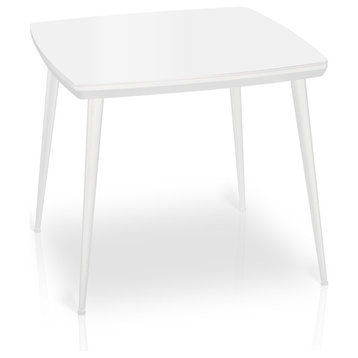 ESSIE Square Glass Top Dining Table, White