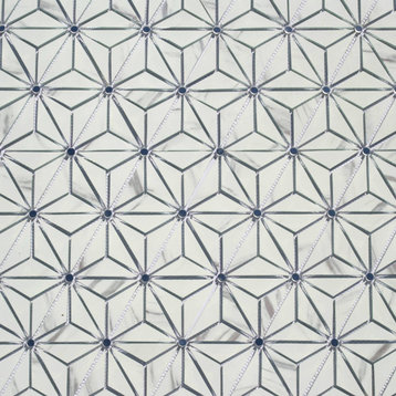 Musico 6 in x 7 in Glass Kaleido Mosaic in Carrara White