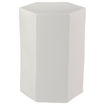 Porto Ceramic Indoor/Outdoor Side Table, White, Small