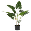Tall Green Artificial Anthurium Leaf Plant w/ Metal Pot for Indoor Decor, 18’’
