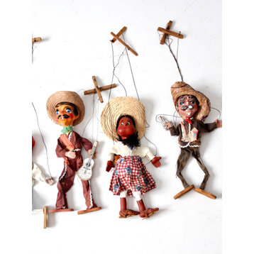 Consigned, Mid-Century Mexican Marionette Set of 5