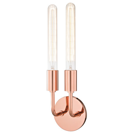 Ava 2 Light Wall Sconce in Polished Copper