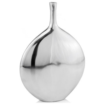 Modern Day Accents Modern Cuello LG Long Neck Disc Vase With Buffed Finish 3535