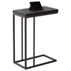 C-Shaped Accent Table, Brown, Base: Bronze