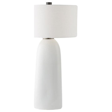 Elegant White Crackled Ceramic Table Lamp Portugese 38 x 20 in Minimalist Large