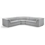 Meridian Furniture - Cascade Upholstered Modular Sofa, Gray, Boucle Fabric, Corner Sectional - Give your room a much-needed rehab when you bring home this Cascade boucle fabric modular sectional. The elegantly attention-grabbing design features a modern profile with curved arms deep horizontal channel tufting, so it wows from all angles. Upholstered in rich grey boucle fabric, this seat quickly becomes everyone's favorite spot for curling up with a good book or smart device. Thick foam padding ensures a cozy, body-hugging experience while you watch TV or just relax.