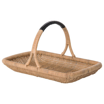 Vegetable and Flower Wicker Basket With Arch Handle, Natural Color, Small