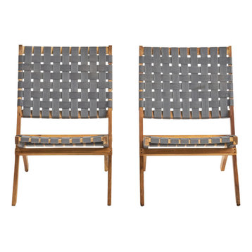 Riley Outdoor Acacia Wood Foldable Chairs, Set of 2