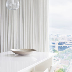 Contemporary White Window Treatments - Curtains